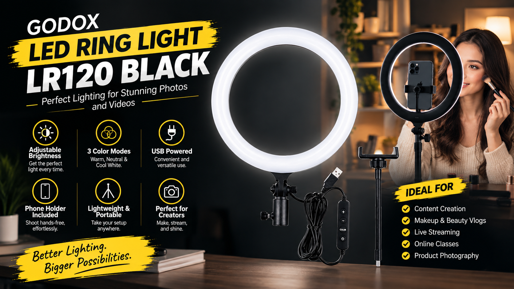GODOX LED Ring Light LR120 Black for Photography and Video