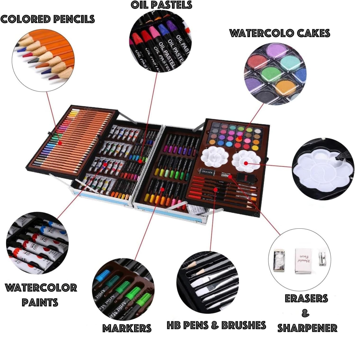 145 PCS Sketching And Colouring Pencil Set