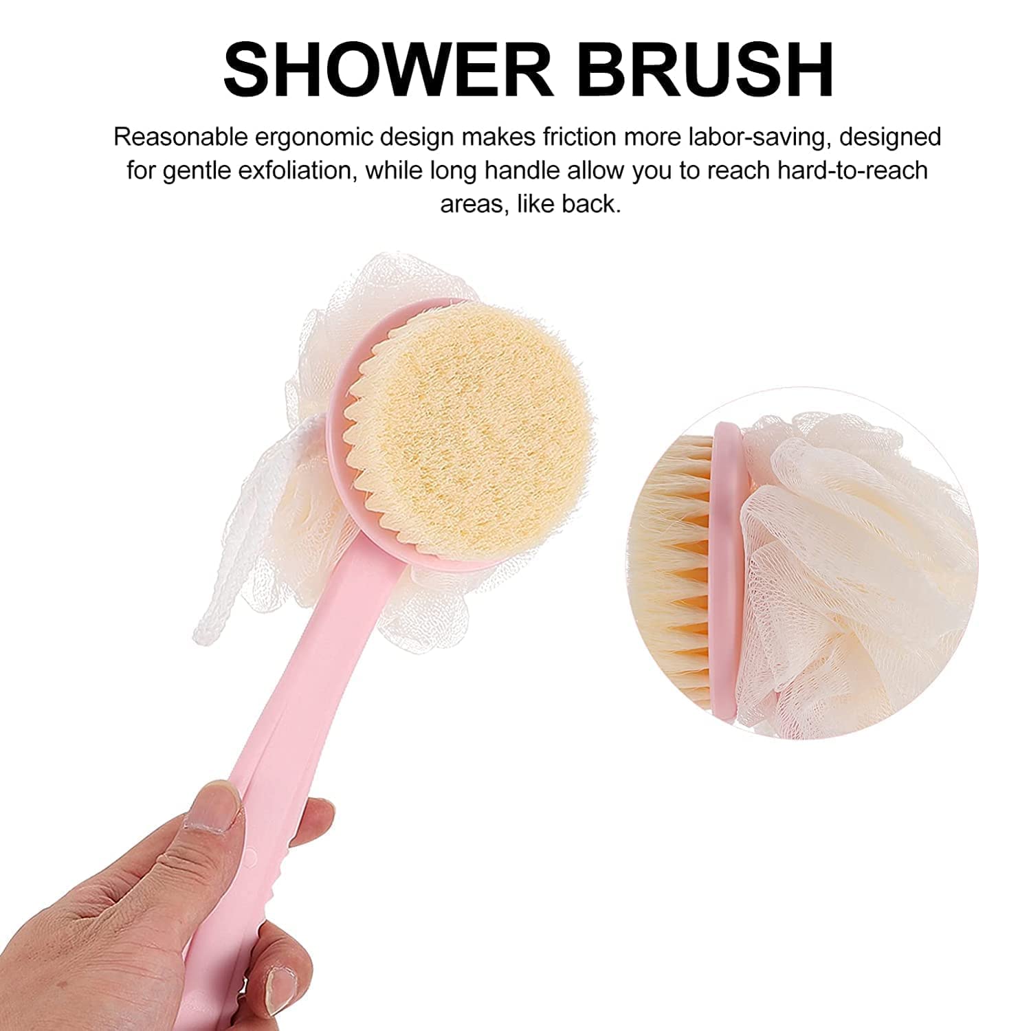 2in1 Long Handle Bath Loofah Brush
