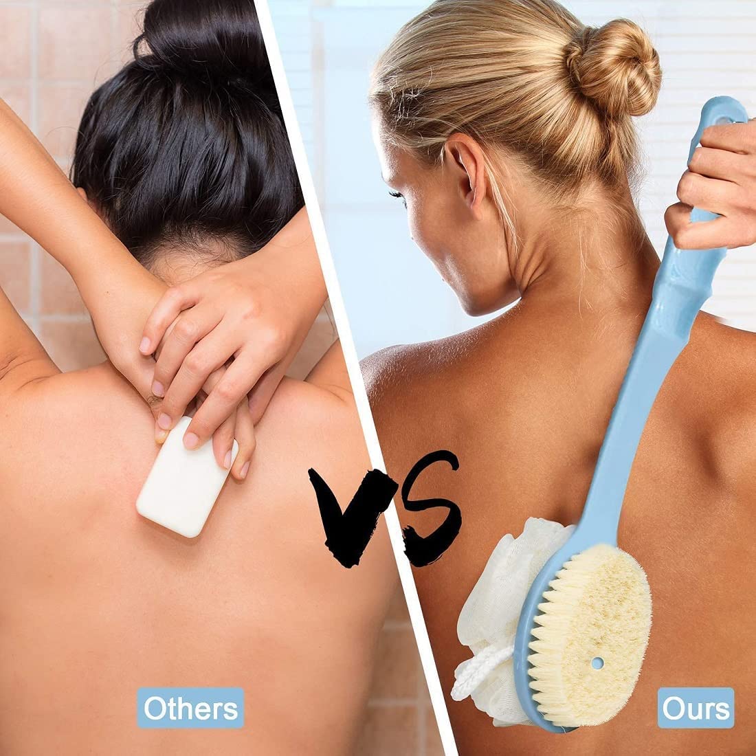2in1 Long Handle Bath Loofah Brush