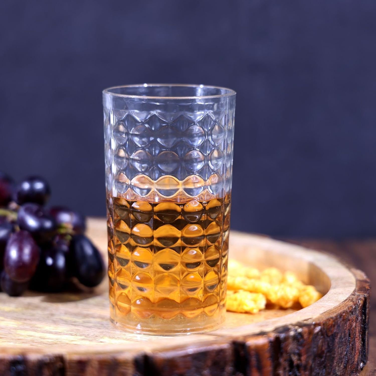 Premium Unbreakable Drinking Glass Set of 6, 300ml - Crystal Diamond Design, Clear