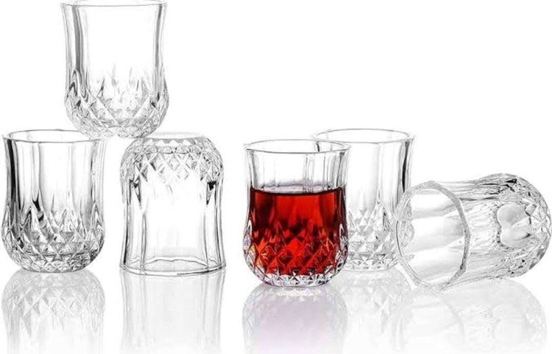 Premium Acrylic Whiskey Glass Set of 6, 300ml - Crystal-Clear Reusable for Cocktails, Juice, Vodka