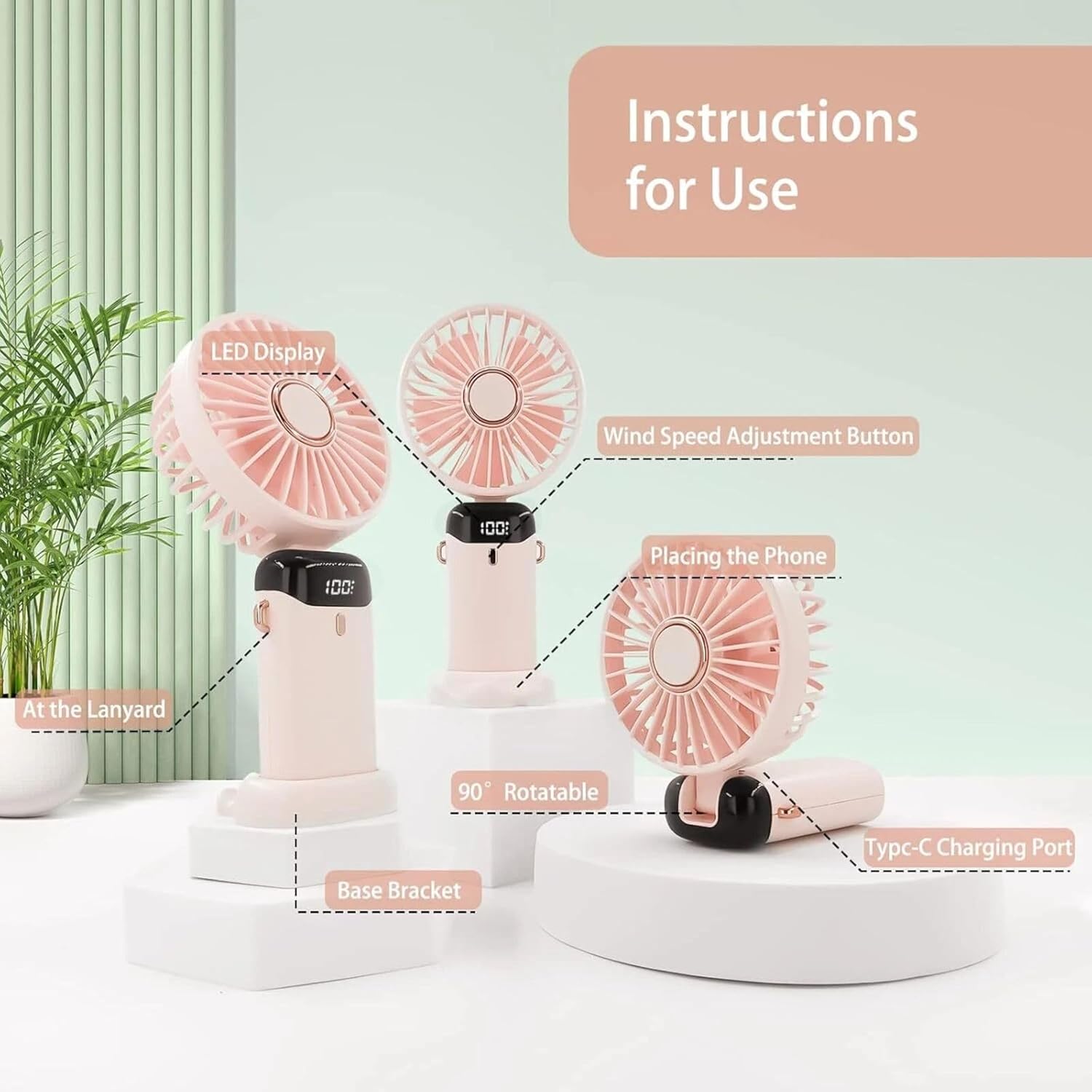 5 Speed Portable Rechargeable Fan