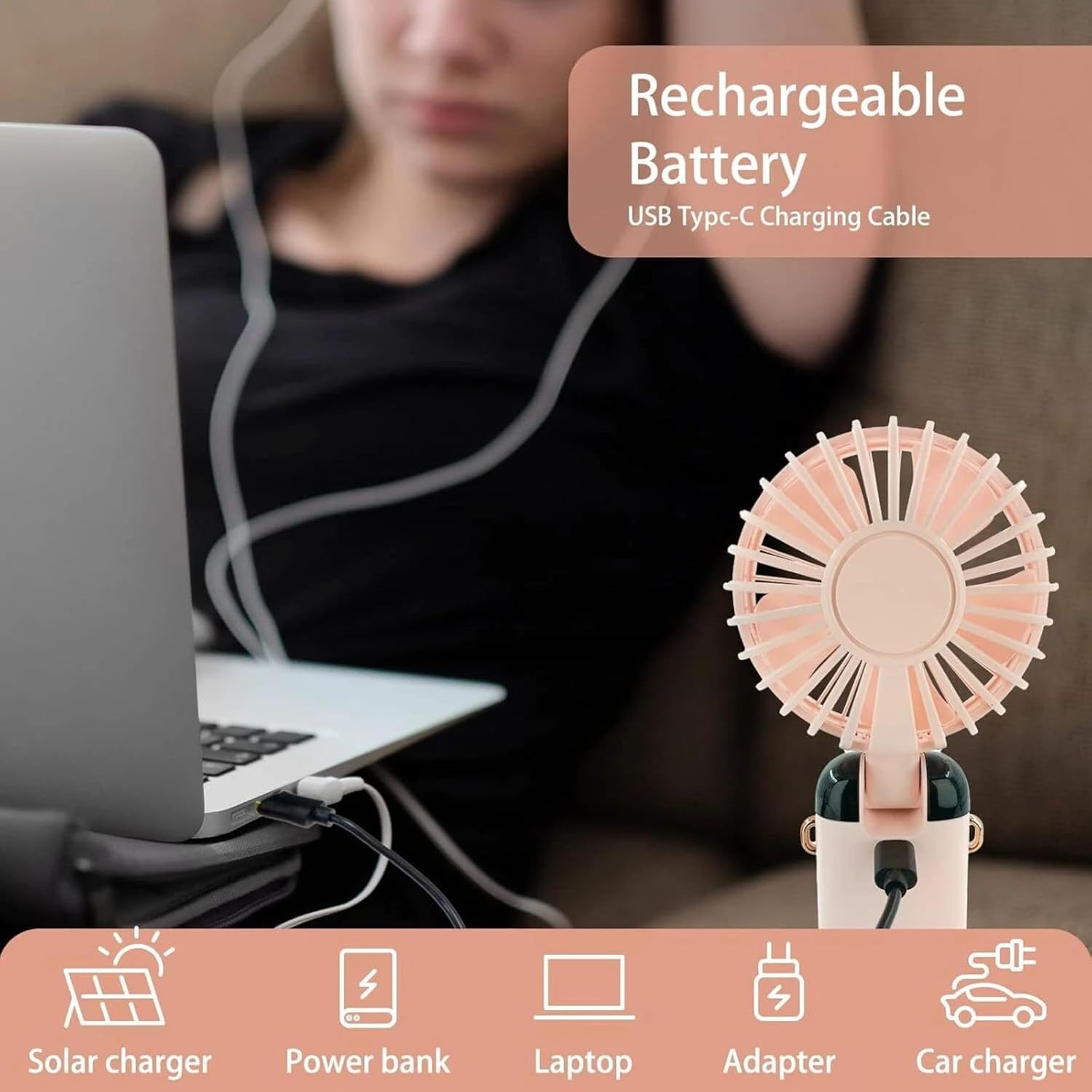5 Speed Portable Rechargeable Fan