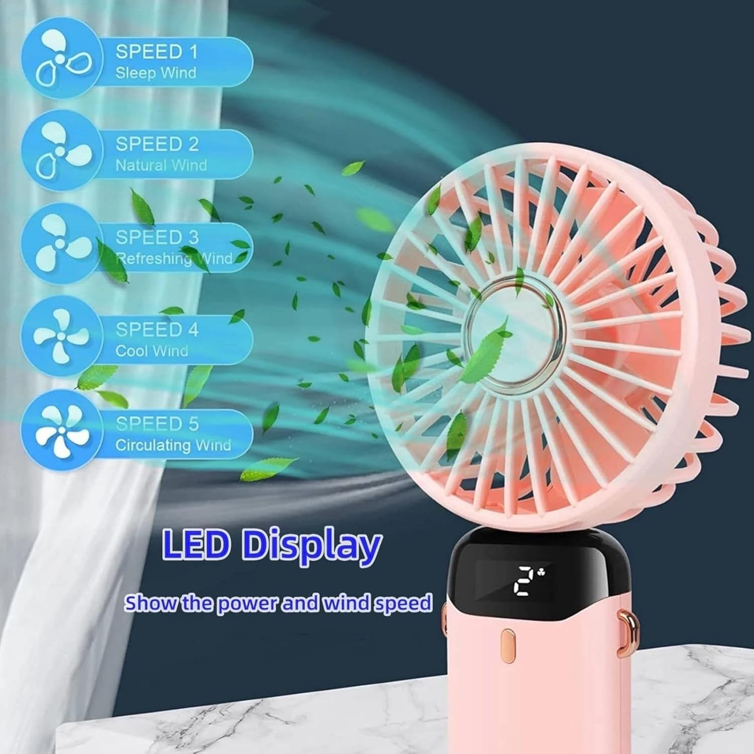 5 Speed Portable Rechargeable Fan