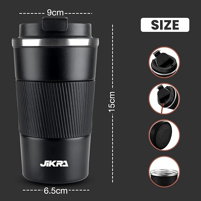 Insulated Coffee Travel Mug 380ml - Stainless Steel Vacuum Tumbler with Spill Proof Lid, Double Wall, Hot & Cold