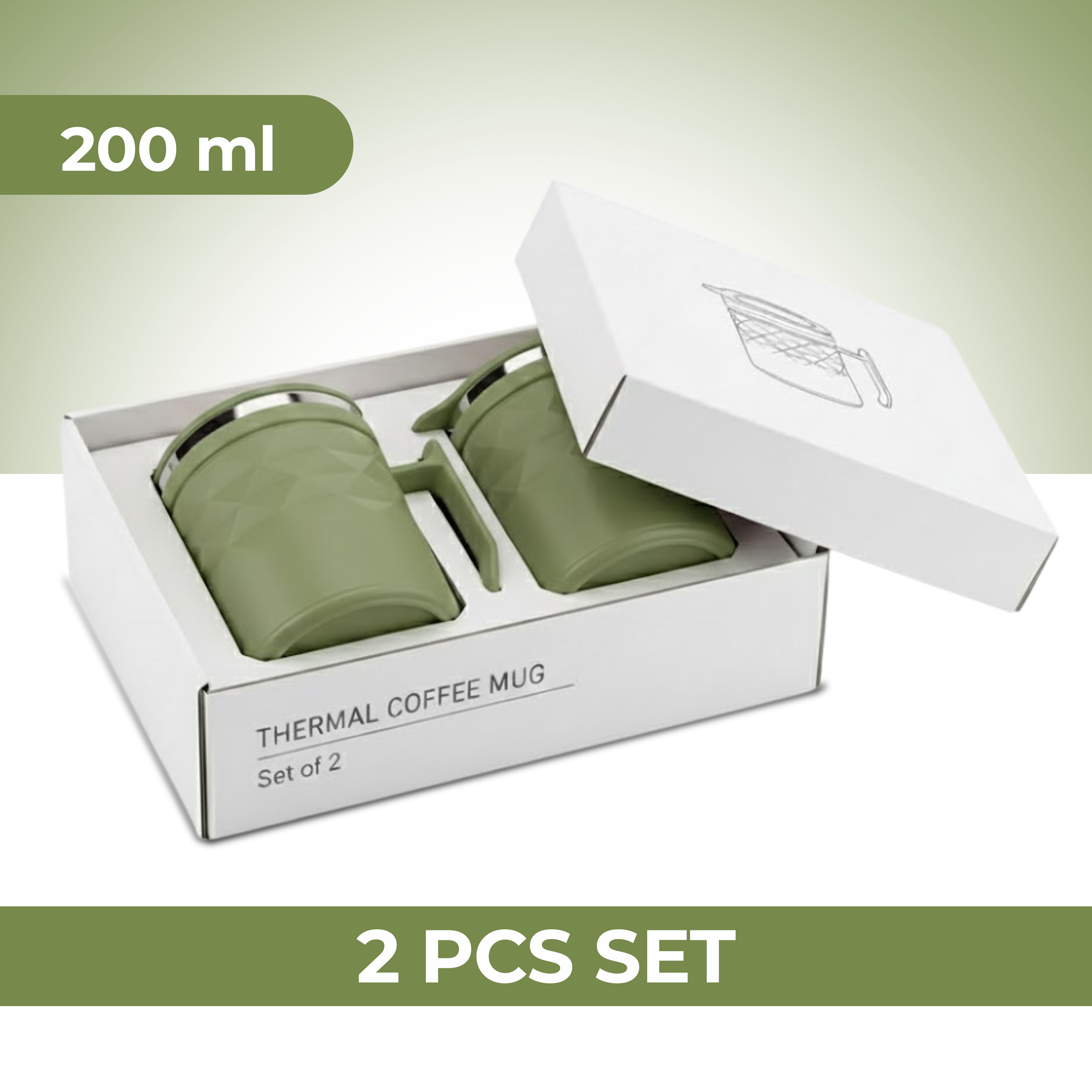 Diamond Coffee Mug Green Gift Box 200ml