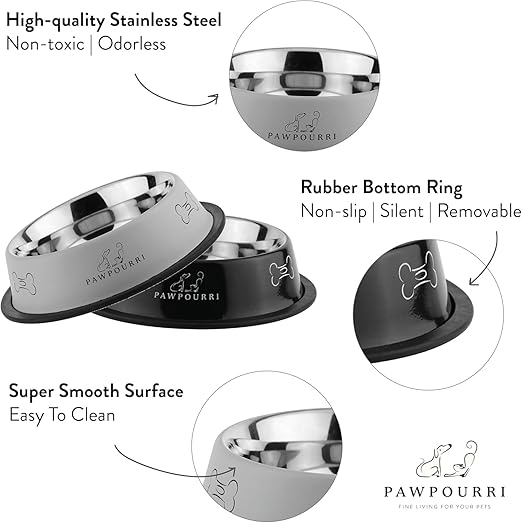 Anti-Skid Stainless Steel Water & Food Feeding Bowl For Pets (700 ML, Brown)