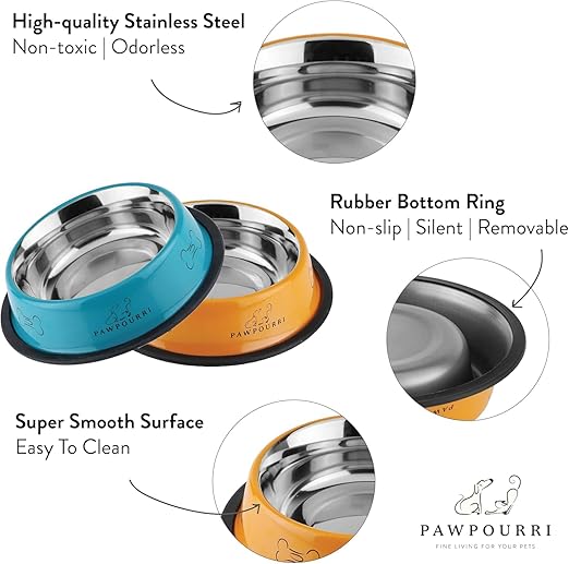 Anti-Skid Stainless Steel Water & Food Feeding Bowl For Pets (700 ML, Brown)