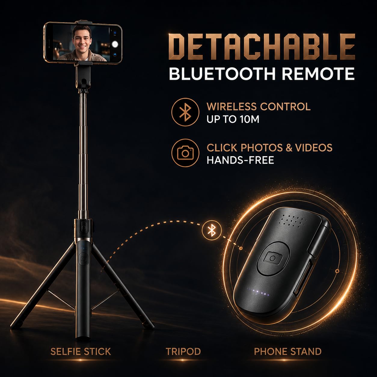JIKRA Selfie Stick Tripod 67 Inch with Bluetooth Remote