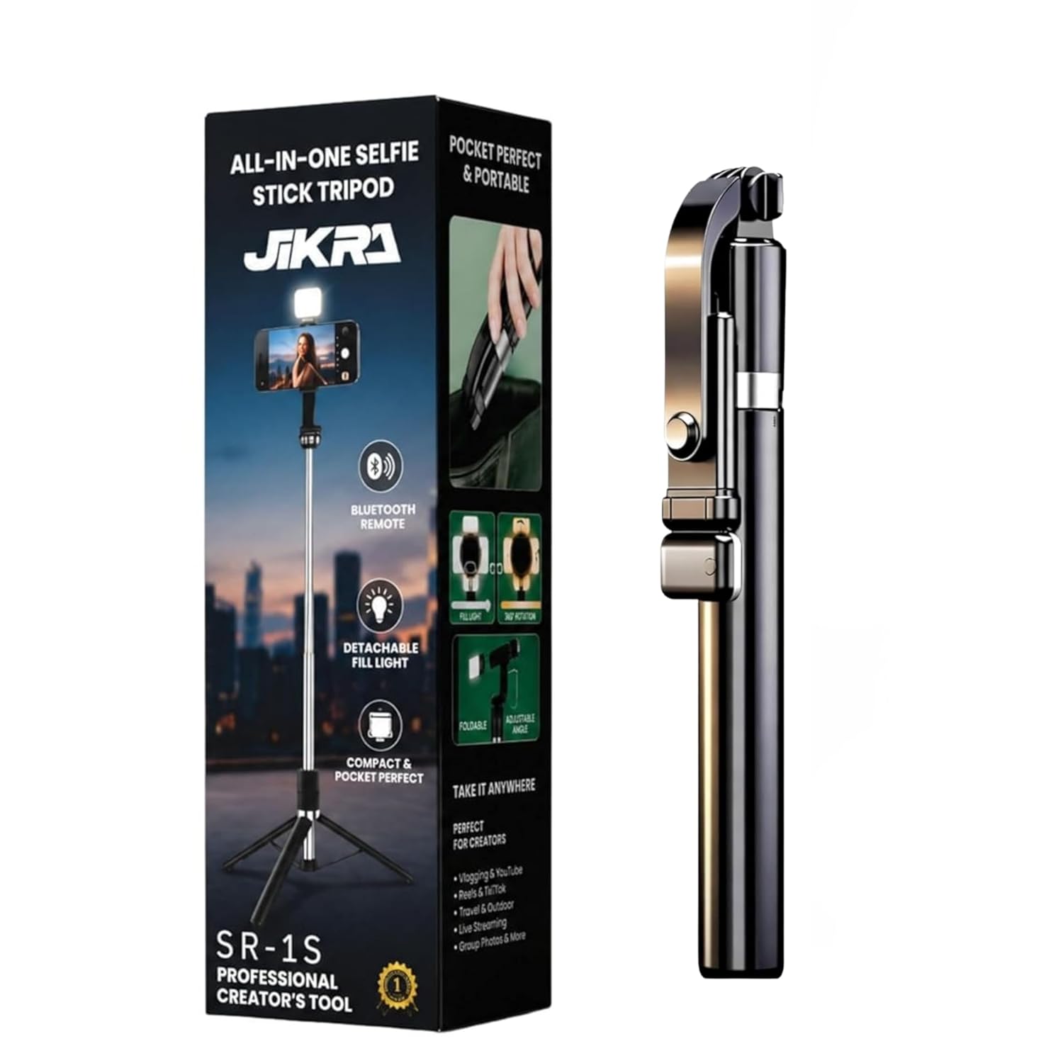 JIKRA Selfie Stick Tripod 67 Inch with Bluetooth Remote