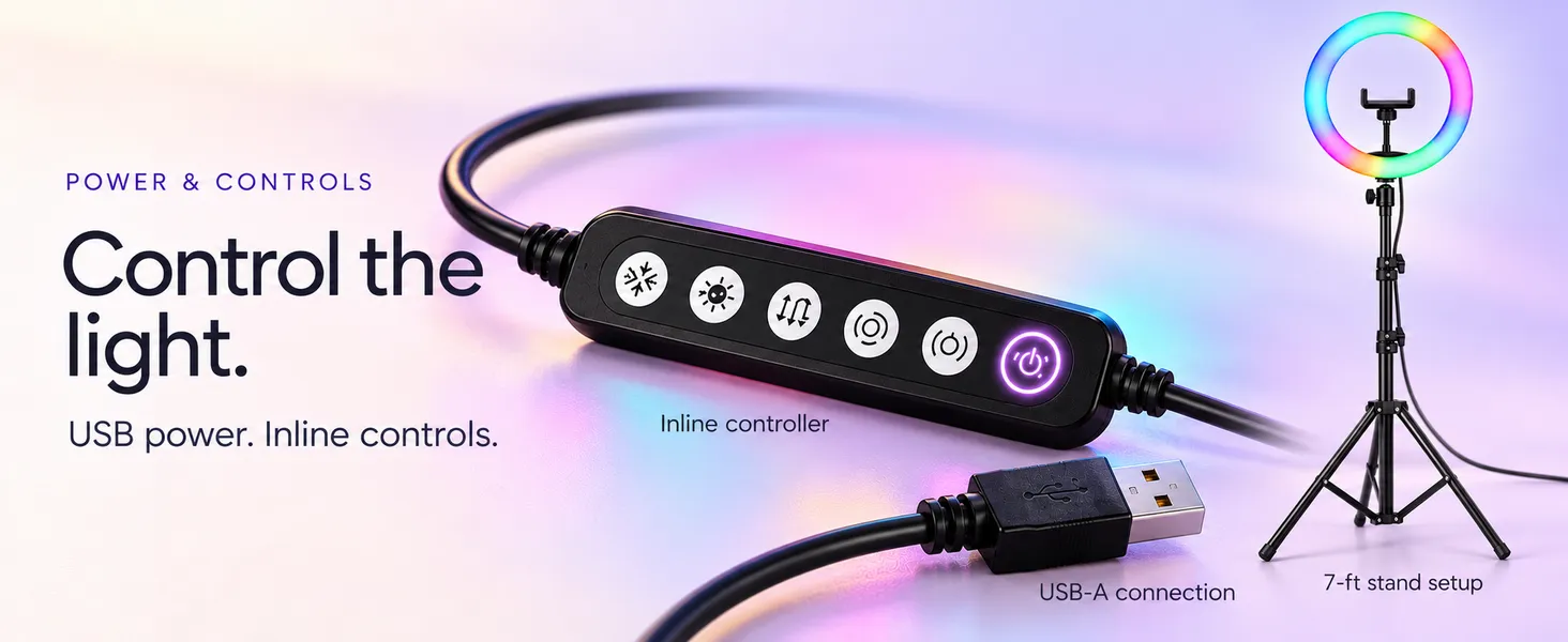 Ring light USB power and inline controller