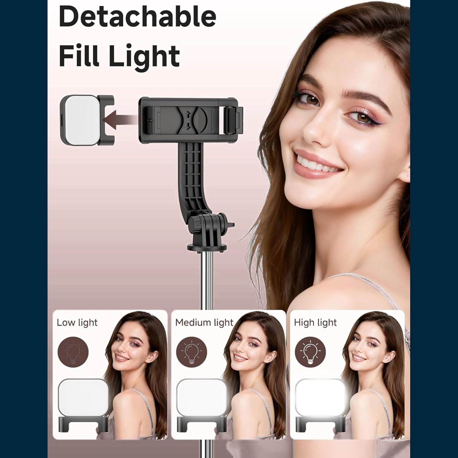 JIKRA SR-1S Selfie Stick Tripod with Bluetooth Remote and Fill Light