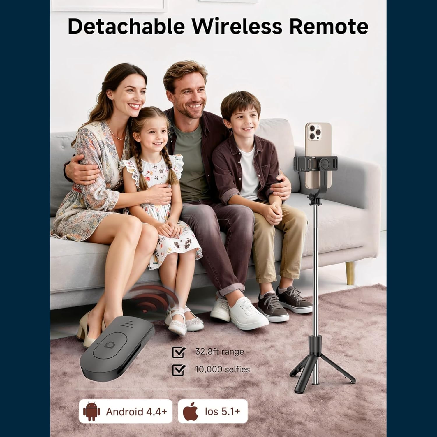 JIKRA SR-1S Selfie Stick Tripod with Bluetooth Remote and Fill Light