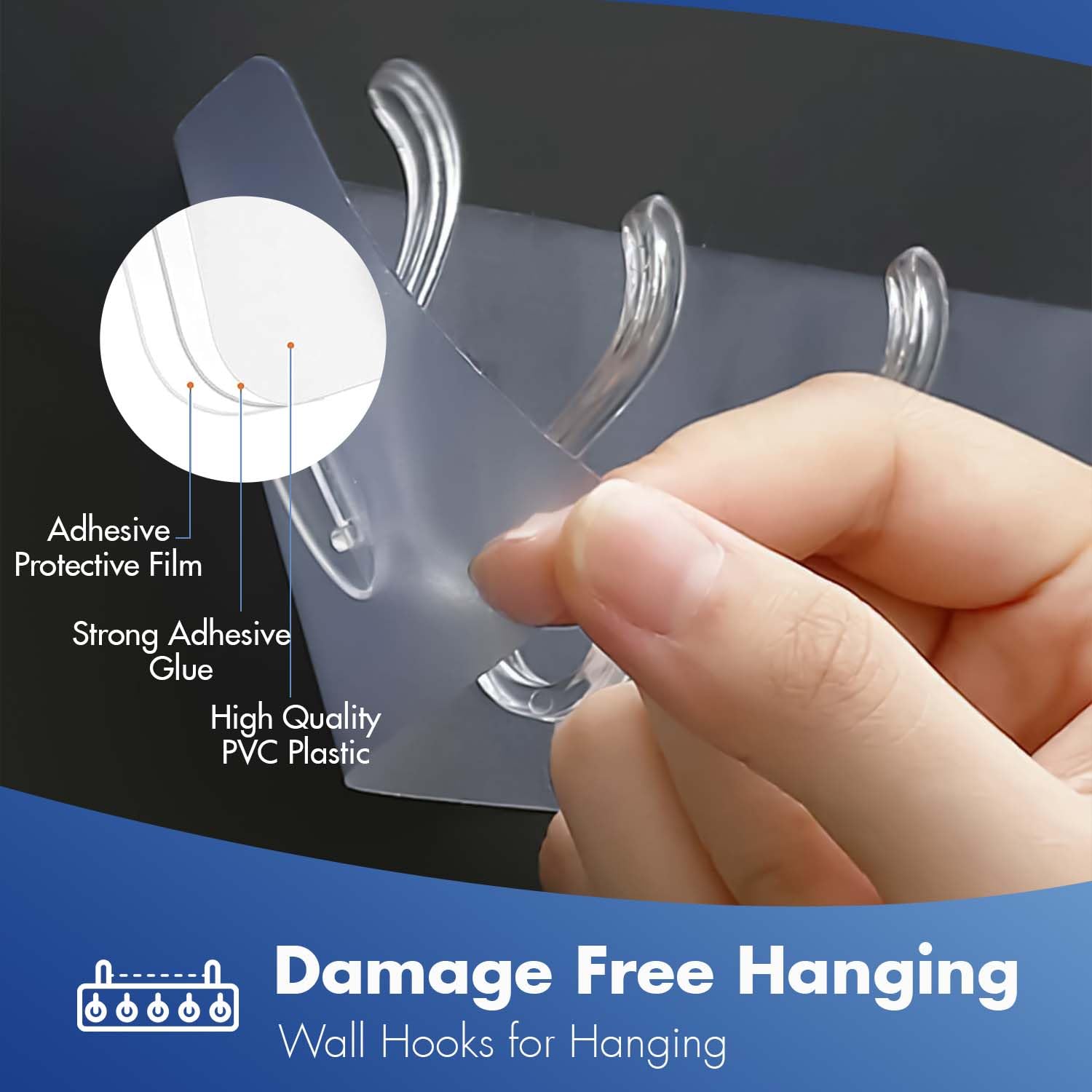 6 Row Multipurpose Adhesive Holder (Pack of 5)