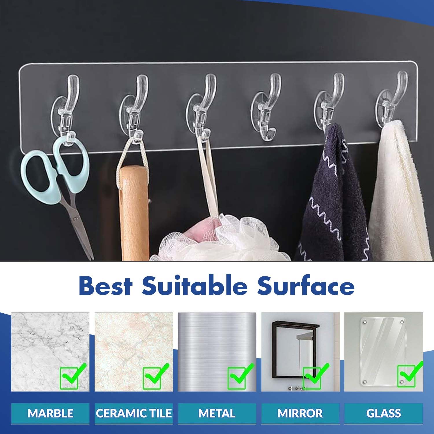6 Row Multipurpose Adhesive Holder (Pack of 5)