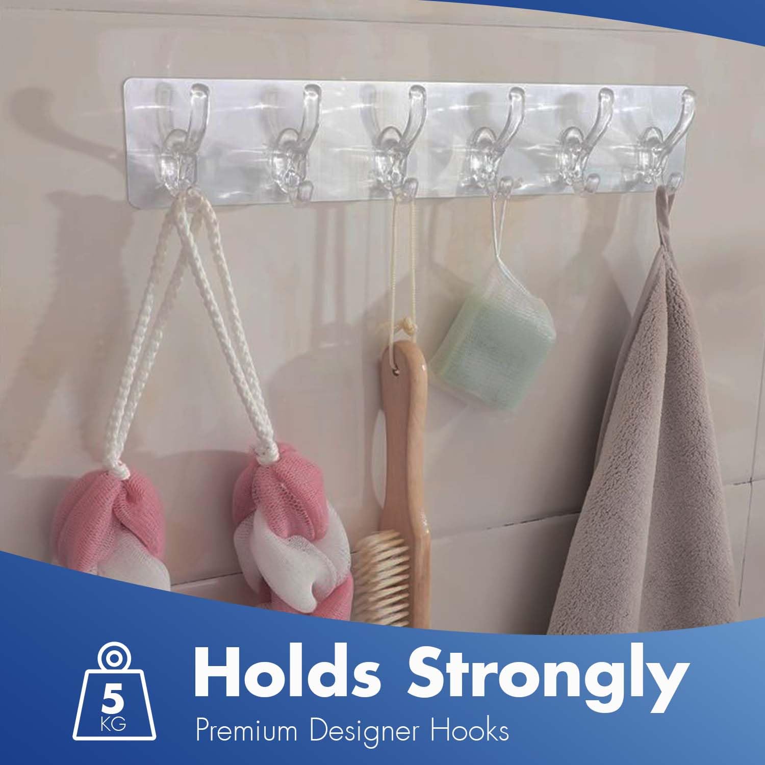 6 Row Multipurpose Adhesive Holder (Pack of 5)