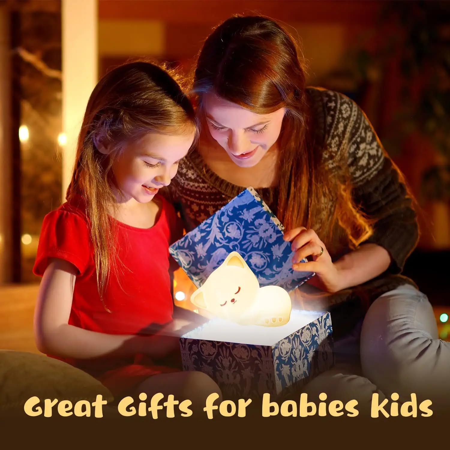 Sleeping Cat Rechargeable Silicone Night Lamp - LED Light, Kids Night Light, Nursery Decor, Birthday Gift, Multicolor