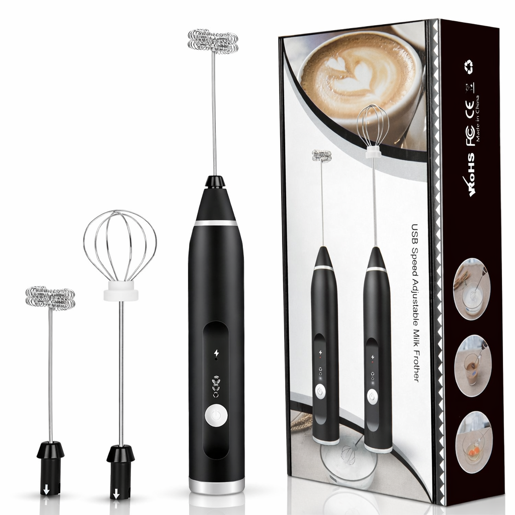 JIKRA Electric Coffee Beater & Milk Frother | USB Rechargeable, Stainless Steel Whisk