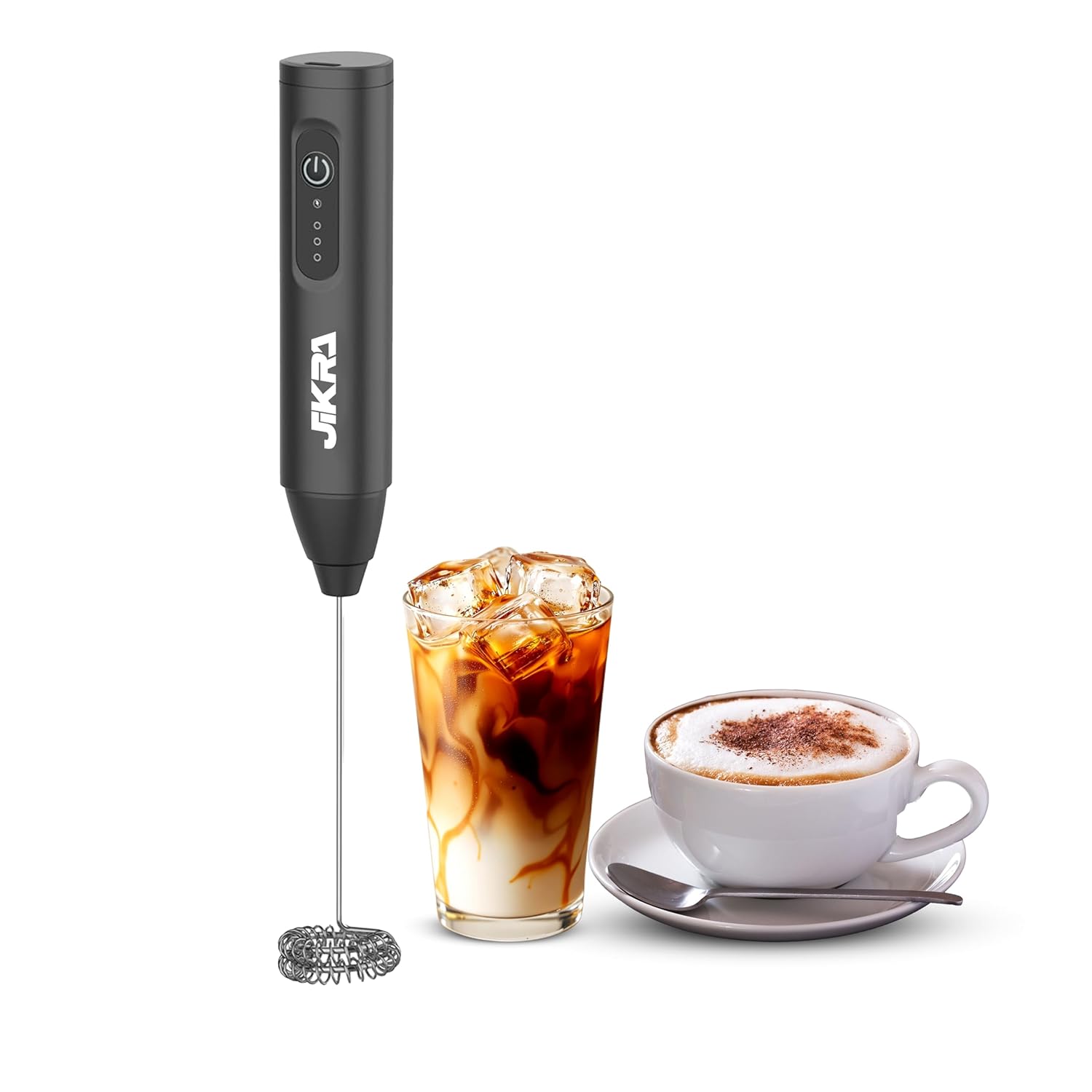 JIKRA Electric Coffee Beater & Milk Frother | USB Rechargeable, Stainless Steel Whisk - Image 2