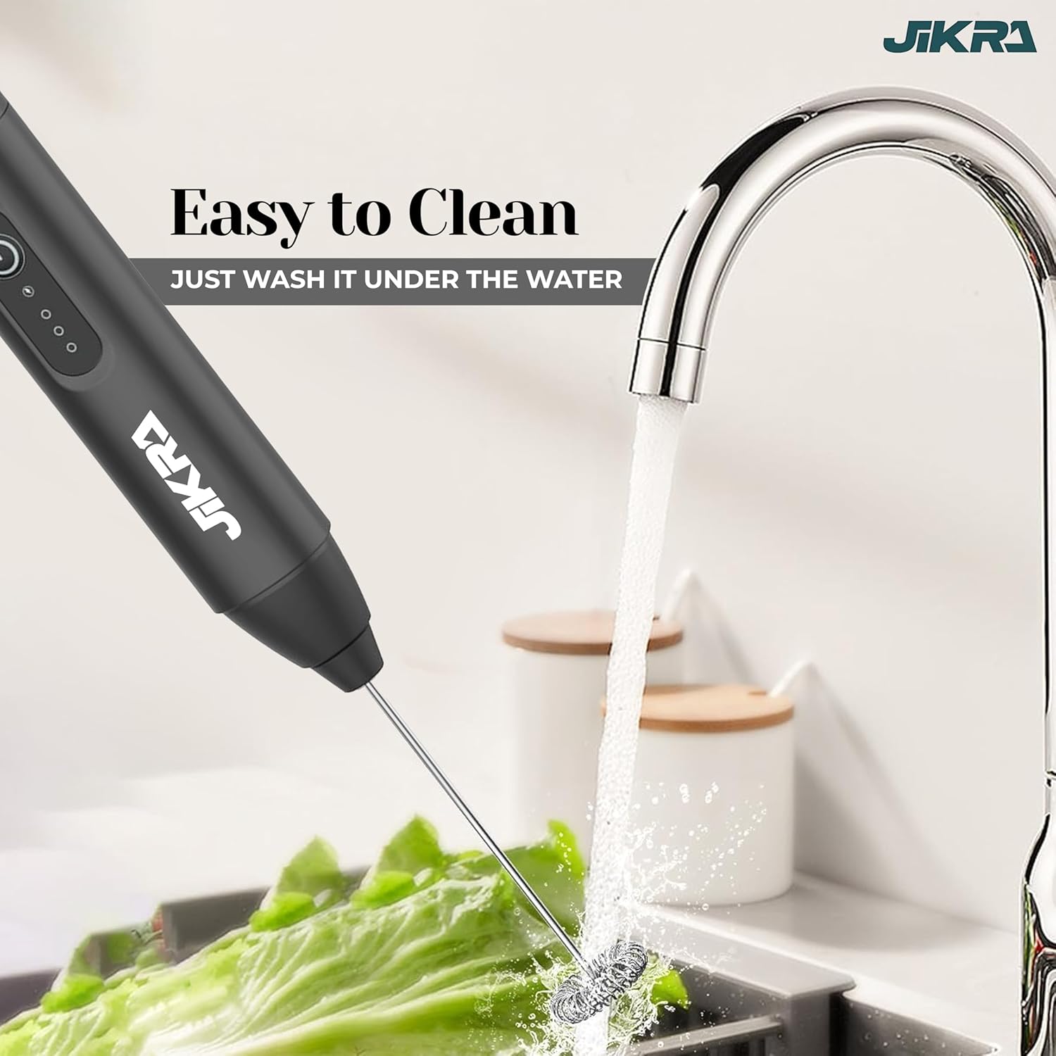 JIKRA Electric Coffee Beater & Milk Frother | USB Rechargeable, Stainless Steel Whisk - Image 3