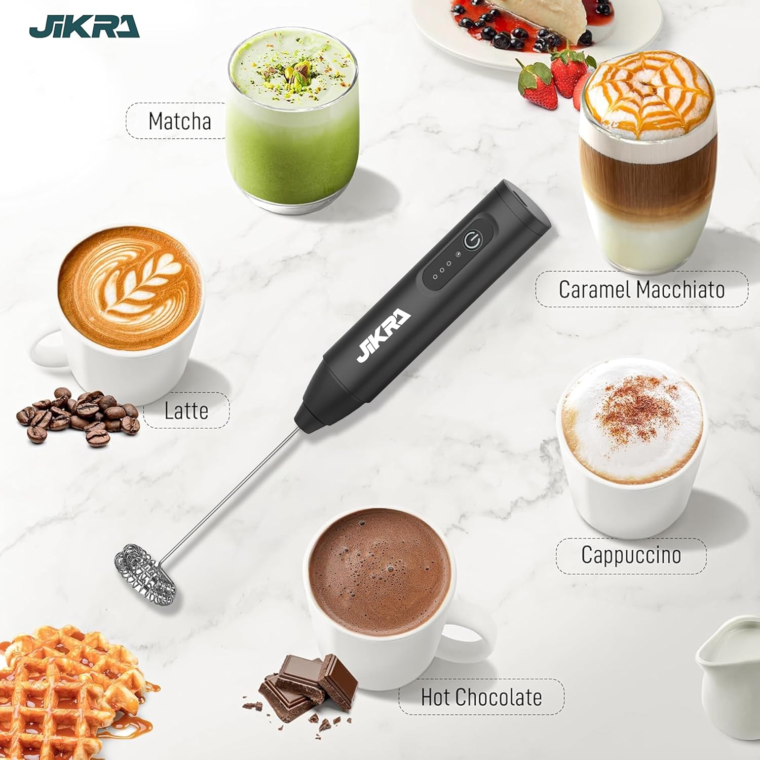 JIKRA Electric Coffee Beater & Milk Frother | USB Rechargeable, Stainless Steel Whisk - Image 7