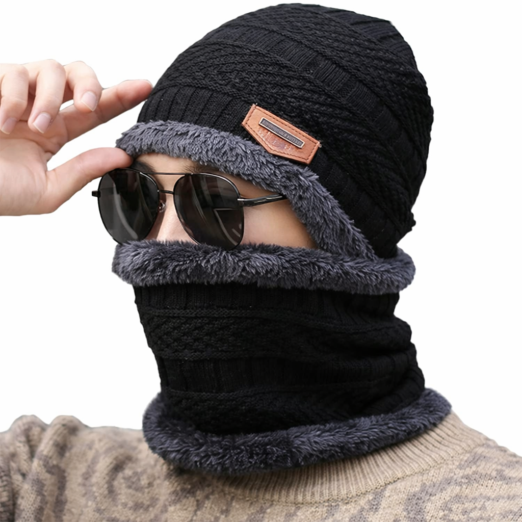 Winter Beanie Cap Muffler Set