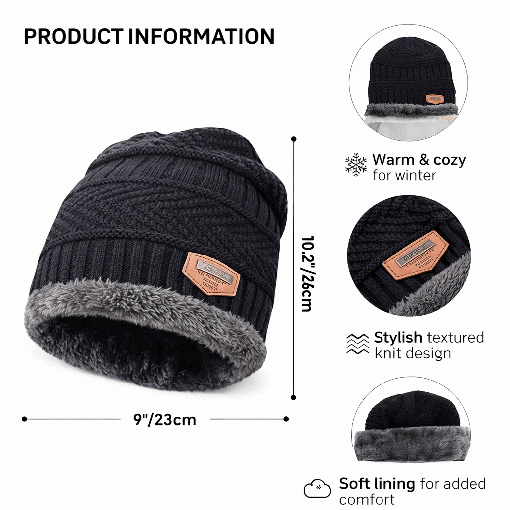 Winter Beanie Cap Muffler Set