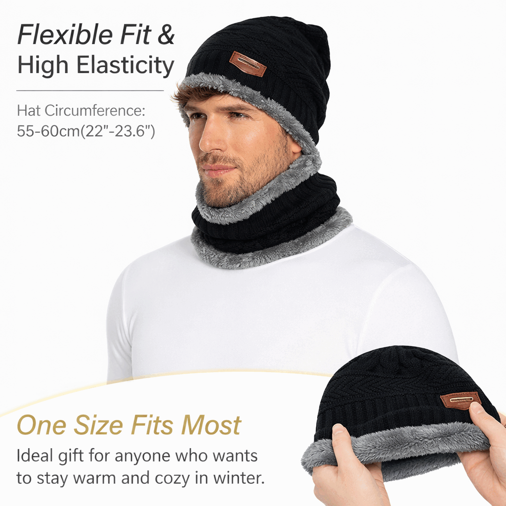 Winter Beanie Cap Muffler Set