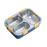 JIKRA Steel Lunch Box – Stainless Steel 3 Compartment Tiffin Box for School & Office