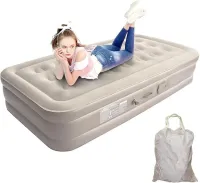 JIKRA Air Bed – Queen Size Inflatable Air Mattress with Built-in Pump, 18 Inch