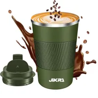JIKRA Coffee Tumbler 380ml – Insulated Stainless Steel Travel Mug, Leak-Proof, Green
