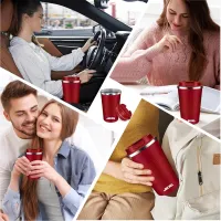 JIKRA Coffee Tumbler 380ml – Insulated Stainless Steel Travel Mug, Spill-Proof, Red - Image 4
