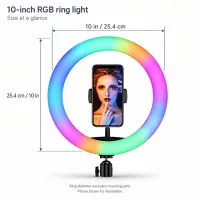 10 inch (25.4 cm) RGB ring light size with phone holder