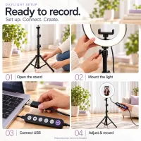 How to set up the ring light with tripod stand in 4 steps