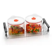 JIKRA Glass Jar Set – 2 Piece Airtight Food Storage Jars with Tray, BPA Free