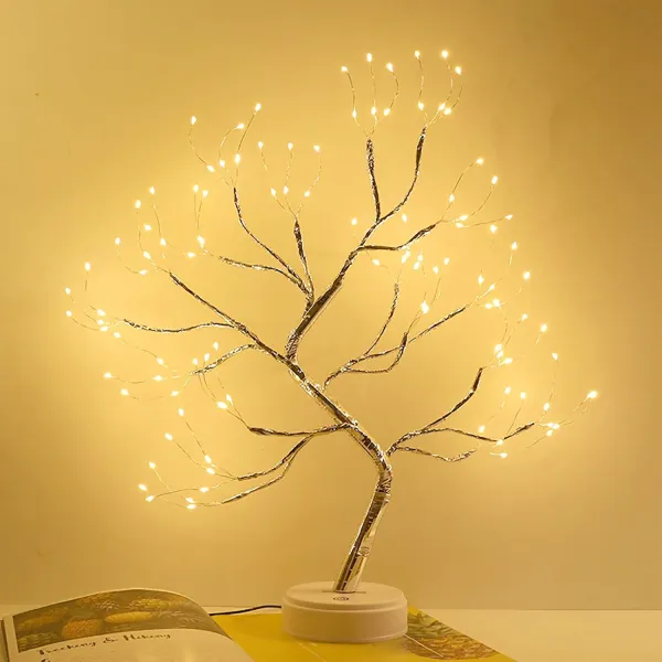 JIKRA Tree Light – 108 LED Artificial Bonsai Tree Lamp, USB/Battery Powered, Touch Switch