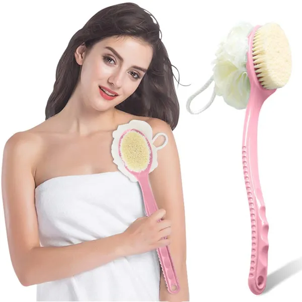 JIKRA Bath Brush – 2 in 1 Long Handle Loofah Body Brush