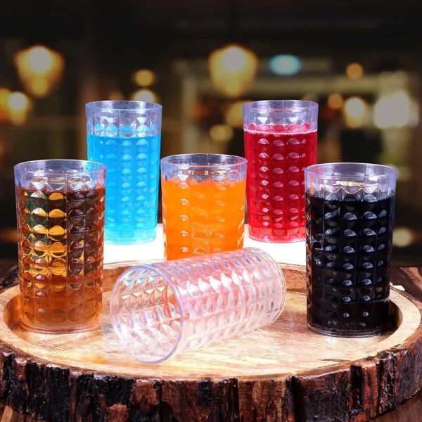JIKRA Glass Set of 6 – Unbreakable Crystal Diamond Design Drinking Glasses, 300ml