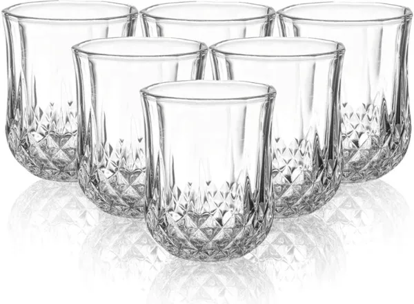 JIKRA Whiskey Glass Set of 6 – Acrylic Old Fashioned Glasses, 300 ml