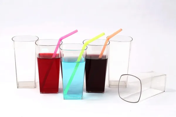 JIKRA Juice Glass Set of 6 – Square Unbreakable Acrylic Glasses, 300ml