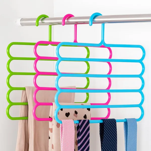 JIKRA Wardrobe Organiser – 5 Row Plastic Clothes Organizer, Stackable & Foldable