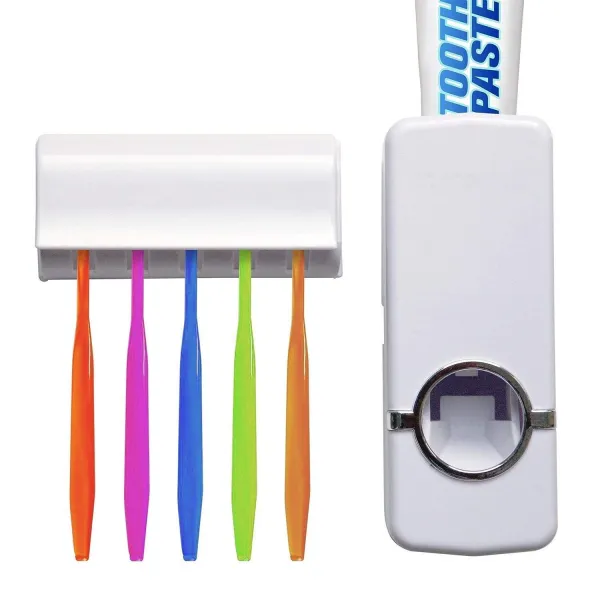 JIKRA Toothbrush Holder – Automatic Toothpaste Dispenser with 5 Toothbrush Slots, Wall Mounted