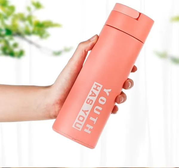 JIKRA Glass Water Bottle 450ml – Carry Handle Lid & Double Layer Sleeve, BPA Free