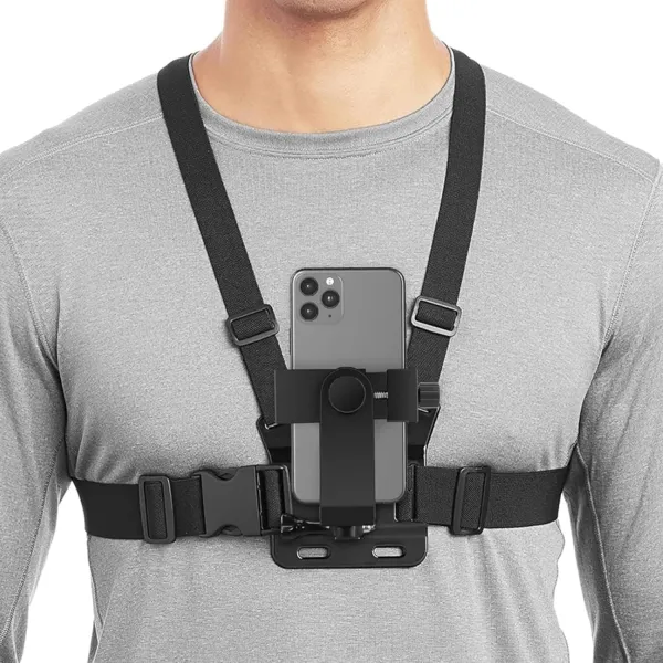 JIKRA Chest Mount for Mobile – Adjustable Chest Strap Harness with Phone Holder Clip