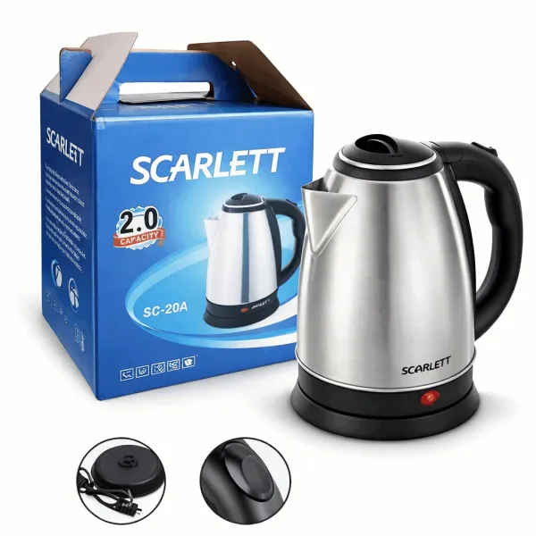 JIKRA Electric Kettle 2 Litre – Stainless Steel Body, Auto Shut-Off