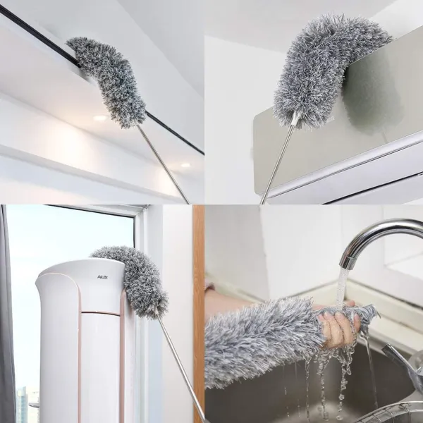 JIKRA Duster for Cleaning – Flexible Telescopic Microfiber Duster, Stainless Steel Handle