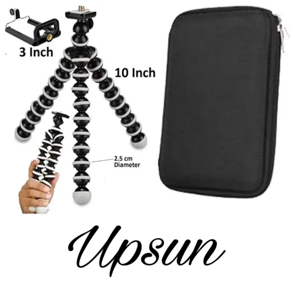 JIKRA Gorilla Tripod for Mobile & DSLR Camera – 10 inch Flexible Mini Tripod with Organiser Bag