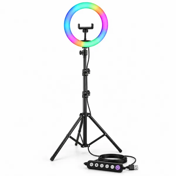 JIKRA 10 Inch RGB Ring Light with 7 Feet Stand & Phone Holder for Reels, YouTube