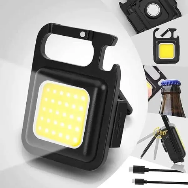 JIKRA Keychain Light – Rechargeable Mini COB Flashlight, 500 Lumens, Bottle Opener